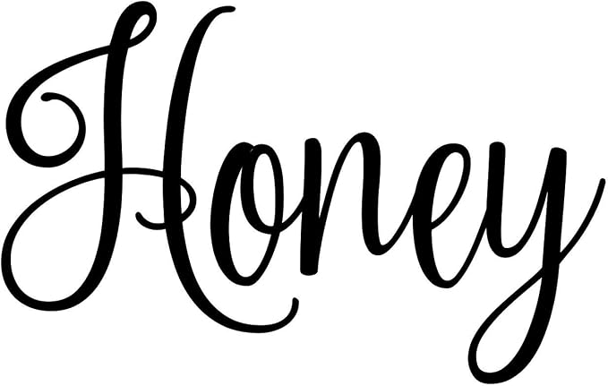 Honey 4w x 2.5h Label | Kitchen Pantry Organization | Die Cut Vinyl Decal | Black Fancy Font (Sticker Only)