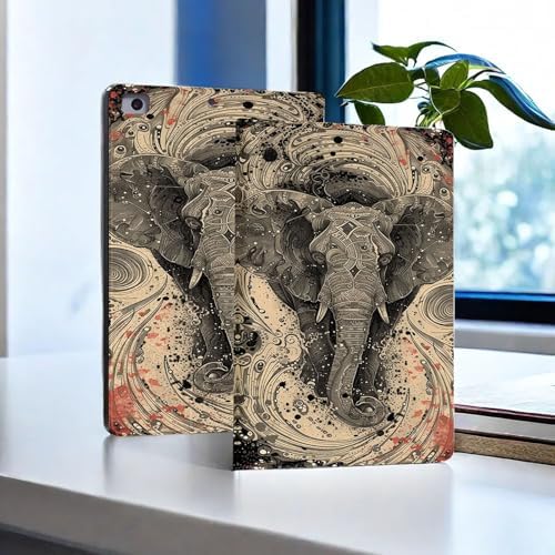 for Microsoft Surface Go 4/3/2/1-10.5" 2021 Tablet Case,Auto Wake/Sleep,Adjustable Stand Protective Cover - Vintage Elephant Totem