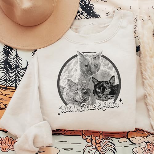 Chillever Personalized Dog Potrait Hoodie, Custom Photo Dog Mom Shirt, Sweatshirt, Gift for Dogs Cat Lovers