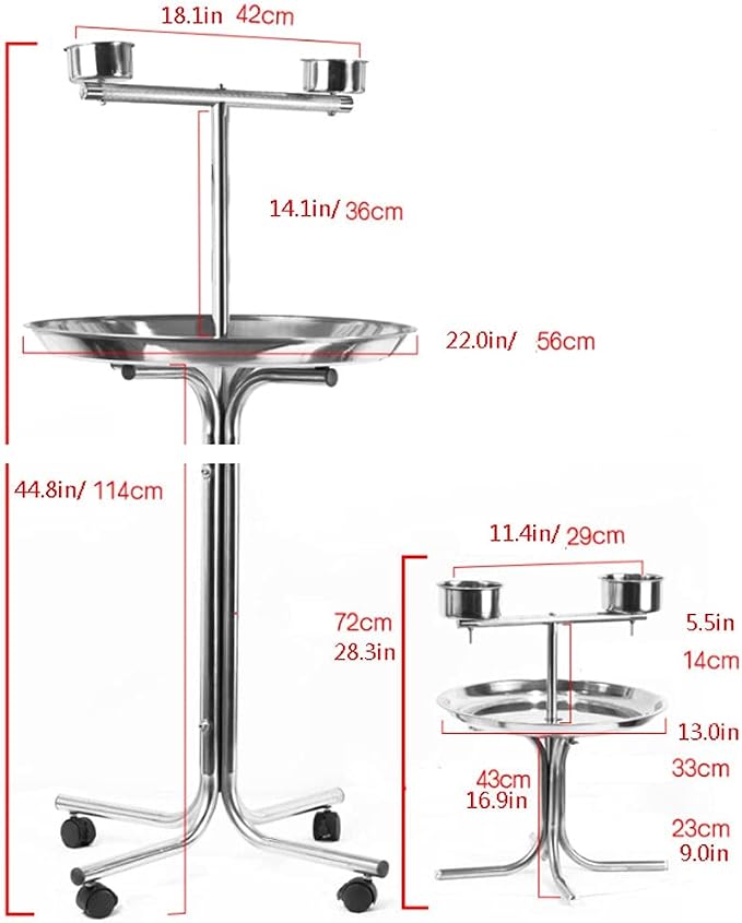 Bird Cage Parrot Stand Stainless Steel Parrot Stand Disc Display Stand Macaw is Used for Medium and Large Parrots Canaries Love Birds Pet Supplies