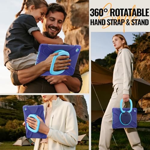 Rugged Protective Case Compatible with Samsung Galaxy Tab A11 Plus/A11 + 11" 2023 SM-X230, Military-Grade Shockproof Cover with 360° Rotating Stand & Built-in Screen Protector (Deep Blue)
