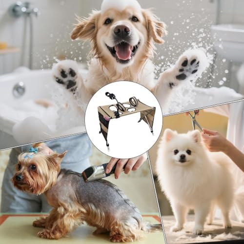 2-in-1 Foldable Pet Grooming Bed - Universal Pet Grooming Table with 6 Hole | Foldable Quick Dry Breathable Mesh Bathing Stand | Pet Grooming Hammock | For Home Bath Shower Care Haircuts Nail Trimming W