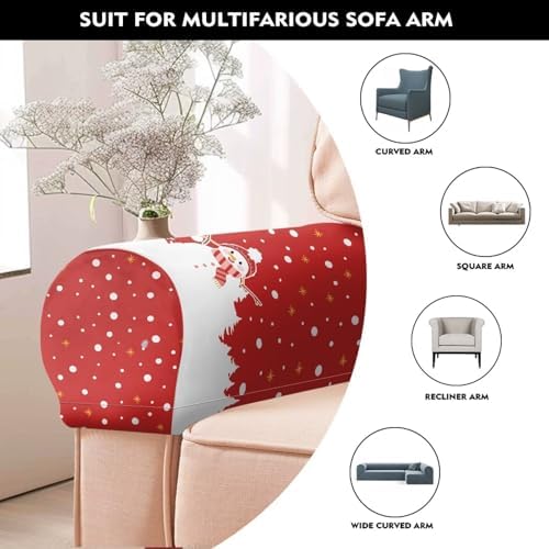 Couch Arm Covers Christmas Santa Armrest Covers for Sofa Washable Armchair Slipcovers for Recliner Red Furniture Protector for Home Daily Christmas Decoration
