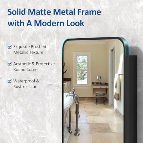 ACEMIRO 20x28 Inch Black Recessed Bathroom Medicine Cabinet with Mirror Metal Framed Farmhouse Surface Wall Mounted Mirrored Bathroom Medicine Cabinets