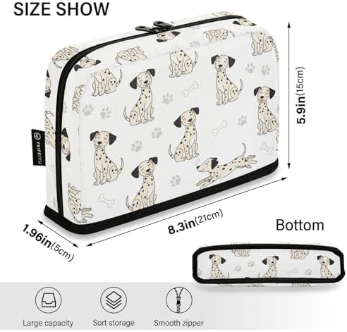 Emelivor Cute Dogs White Pets Pattern Large Capacity Pencil Case Stand Up Pencil Pouch for School Office Aesthetic Pen Organizer Bag with Pockets Portable Makeup Pouch for Adults Teens Kids