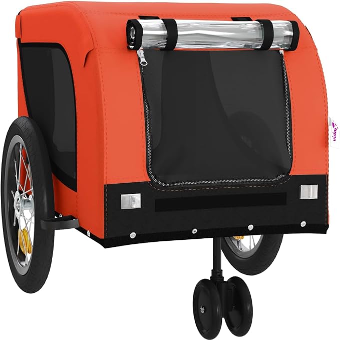Pet Bike Trailer for Small Dogs and Cats, Oxford Fabric Cargo Cart with Iron Frame, Foldable Pet Stroller for Cycling Travel