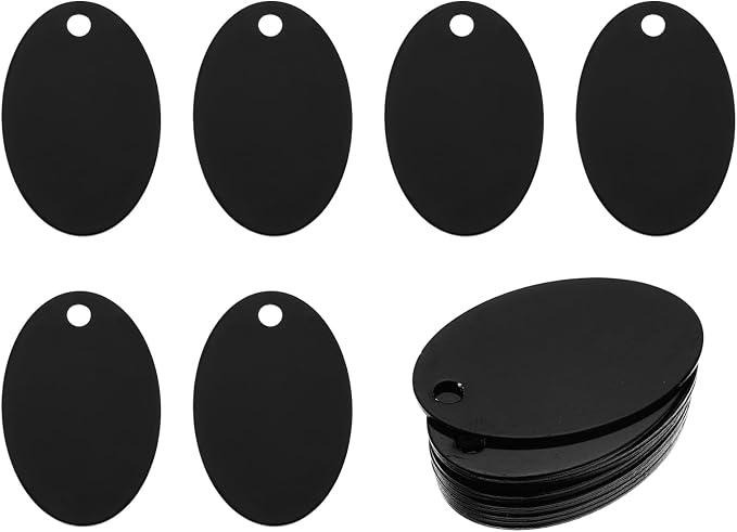 Rebower Aluminum Blank Tags Engraving Metal Stamping Blanks,[for Number Tag, Dog Tag,Pendant Decoration] - 1.5 x 1 Inch/Black / 25 Pcs