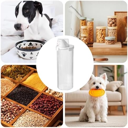 Dog Food Container Large Dog Containers for Food Storage | Airtight Large Capacity Organizer with Pour Spout Measuring Cup Treat Dispenser Holder for Snack Kitchen Accessories