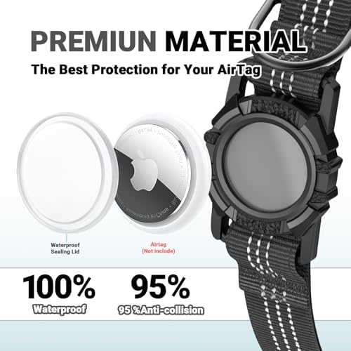 AirTag Dog Collar and Leash, IP68 Waterproof Integrated