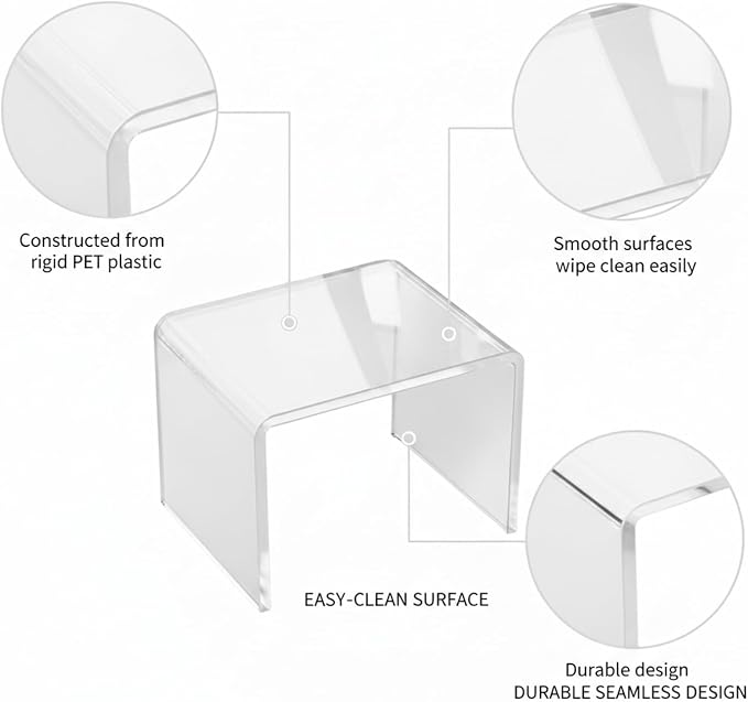 Clear PET Storage Canisters, Square Bathroom Vanity Organizers for Medicine Cabinet, Set of 4 (1 PC)