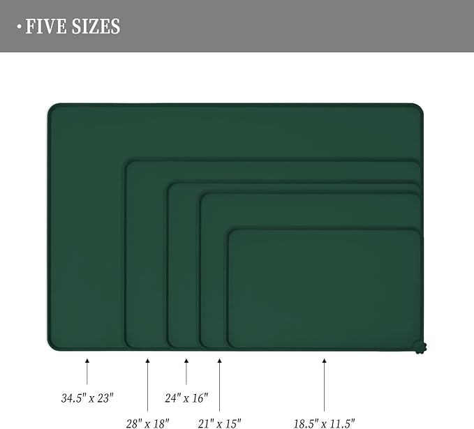 Reopet Waterproof Pet Feeding Mat, Non-Slip Silicone Placemats for Dog Cat Food and Water Bowl, High Raised Edges to Prevent Spills and Protect Floors