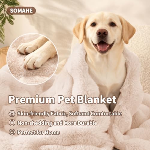 SOMAHE Dog Blanket for Couch Bed, Soft Faux Fur, Large 39x31 Milky White