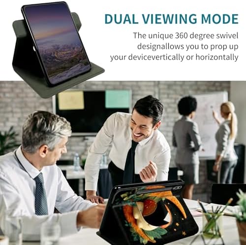 Case for Samsung Galaxy Tab S10 Ultra 2024/S9 Ultra 2023/S8 Ultra 2022 14.6", 360 Degree Rotating Stand with Multi-Angle Vertical Shockproof Shell for Women Men, Orange Moon Mushroom
