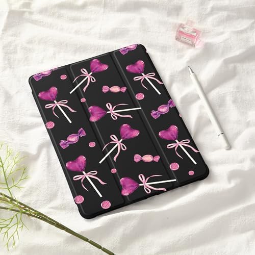 Cute Bow Lolipop Case for 8.3" iPad mini 6, Clear TPU Smart Stand Back Cover with Pencil Holder, Auto Wake/Sleep Foldable Four-Corner Shockproof Protective Case