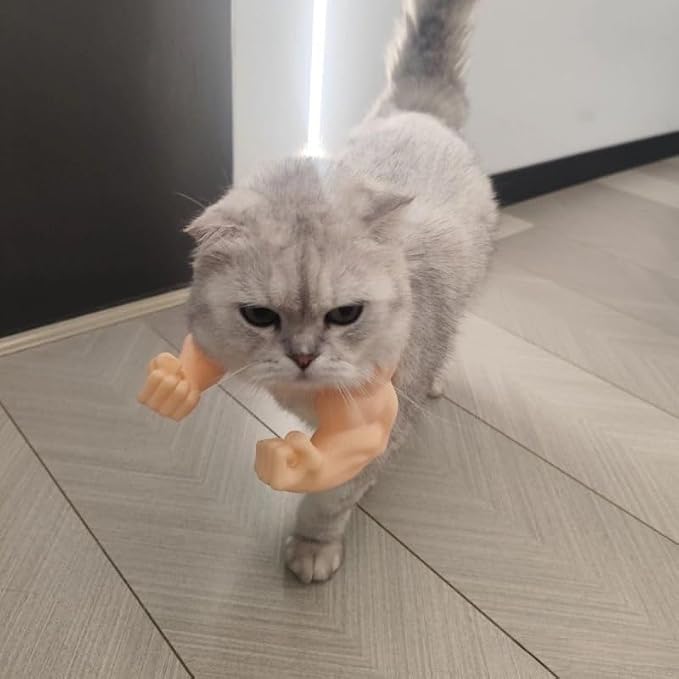 greenbar Muscle Arms for Cats, Cat Arms Muscle, Cat Arms, Sky Blue | Comfortable, Shoulder-Worn Cat Cosplay Accessory; Suitable For Halloween, Christmas, And Birthdays; Fits Small Cats And Dogs.