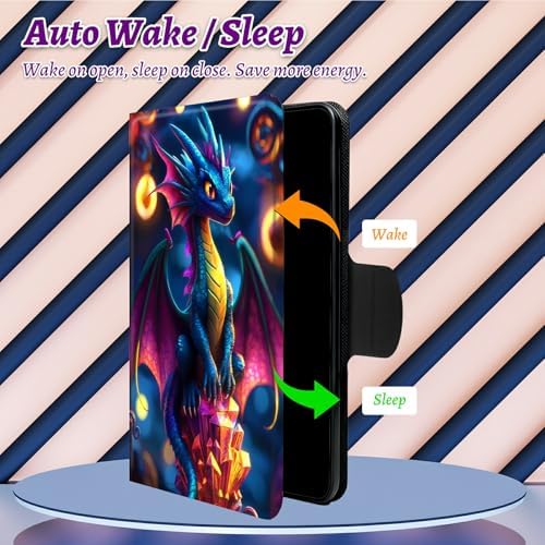 Rotating Handle Case for Samsung Galaxy Tab A11 2026/A9 2024 8.7 Inch, 360 Degree Swivel Kickstand with Magnetic Closure, Shockproof Leather Protective Cover for Women Men, Blue Dragon