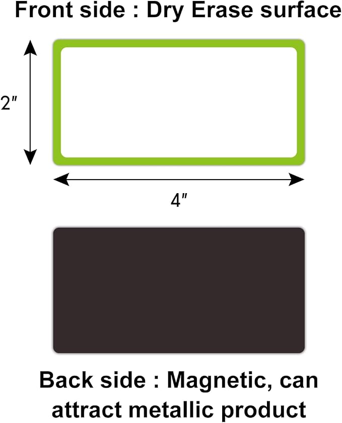 Colored Border Magnetic Dry Erase Labels 4x2 Inch, Reusable Magnetic Dry Erase Labels for Classroom Office Whiteboards，Pack of 40