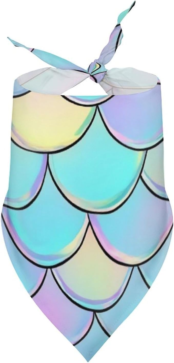 Portable Lightweight Triangle Pet Scarf Beautiful Mermaid Fish Scale Fit Small, Medium, Large Dogs and Cats Wedding, Beach Party, Family Party Wear