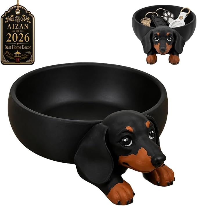 Dachshund Catch All Tray, Dog Key Bowl Jewelry Storage Holder Home Decor | 3D Printed Candy Dish Cute Trinket Organizer Decorative Animal Statue Desk Accessories Pet Lover Gift for Entryway(1PC)