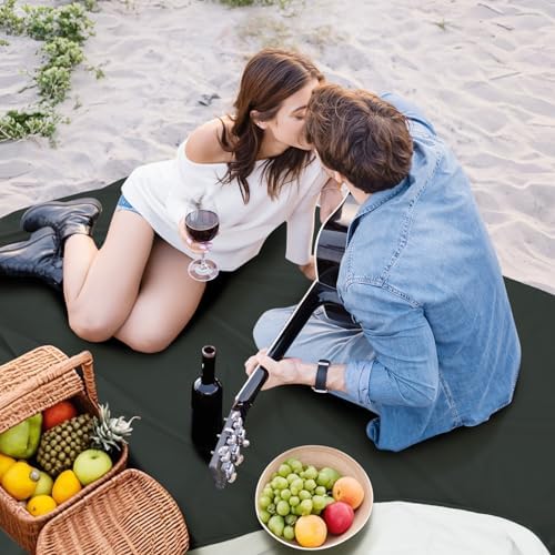 Tisancy Waterproof Bed Blanket Throw Size 55'' x 78'' Black Polyester, TPU Waterproof Film Mattress Protector Mat with Storage Bag for Bed Cover