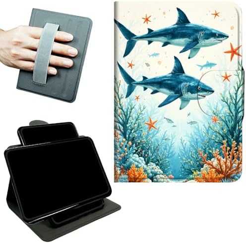 Rotating Handle Case for Samsung Galaxy Tab S10+ Plus 2024/S9 FE+ Plus/S9+ Plus 12.4" 2023, 360 Degree Swivel Kickstand with Magnetic Closure Leather Protective Cover, Tuna Under the Sea
