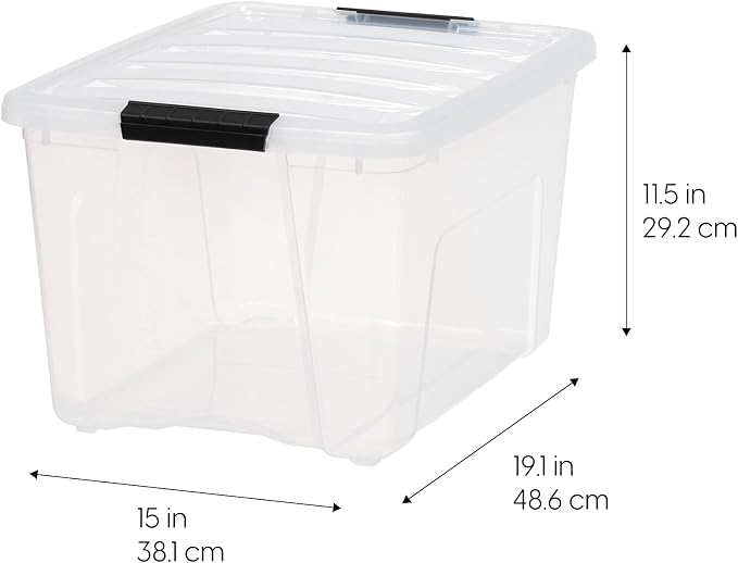 IRIS USA 6-Pack 40 Quart Storage Bins with Lids, Clear | Transparent design makes contents easy to find. Perfect for moving, blankets, clothing, and garage storage. Nestable design