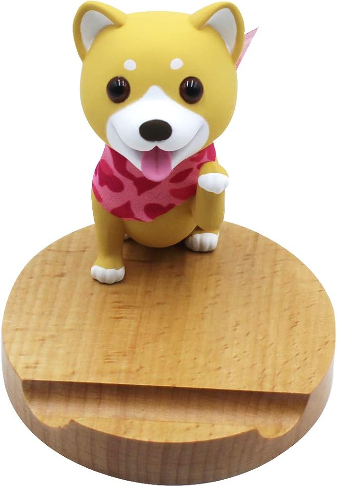 Cute Dog Cell Phone Holder Stand Wooden Smartphone Desk Holder for Mobile Phones Animal Phone Stand Desk Ornament