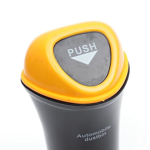 Portable Mini Car Trash Can with Leakproof Cover Yellow Auto Garbage Bin with Clip for Vehicle Organizer Space-Saving Multi-Functional Car Storage Container for Snacks Supplies Pet