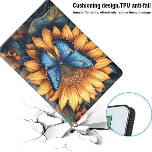 for Samsung Galaxy Tab A7 10.4 Inch 2020/2022 (SM-T500/T505/T507/T509) Tablet Protective Cover with Adjustable Stand and Magnetic Auto Wake/Sleep,Sunflower Butterfly