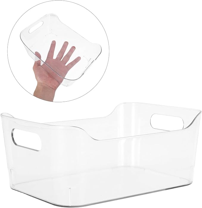 6pcs Plastic Storage Bins for Refrigerator Organizer Pet | Fridge Crisper Drawer, Medicine Cabinet Bin, Space-saving Design, Easy Clean Surfaces, Comfortable to Hold Handles
