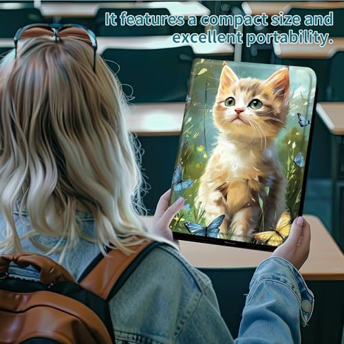 Case for Samsung Galaxy Tab A7 Lite 8.7" 2021 Model (SM-T220/T225/T227), 360 Degree Rotating Stand with Multi-Angle Vertical Shockproof Protective Shell for Women Men, Lawn Cat Butterfly
