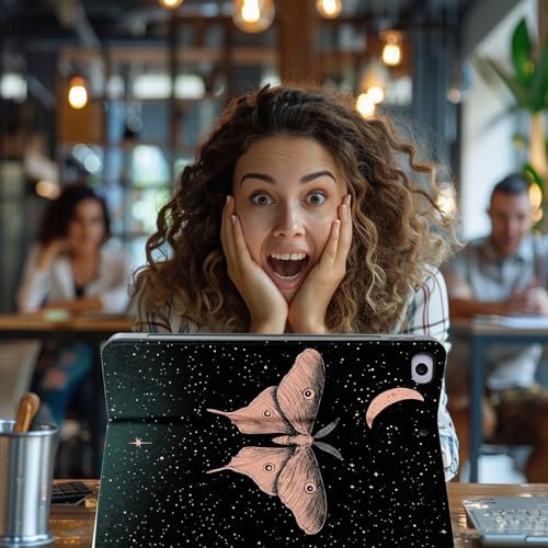 for Microsoft Surface Pro 7 Plus,Surface Pro 7/6/5/4 12.3" Tablet Case,Auto Wake/Sleep,Adjustable Stand Protective Cover - Moth Starry Sky