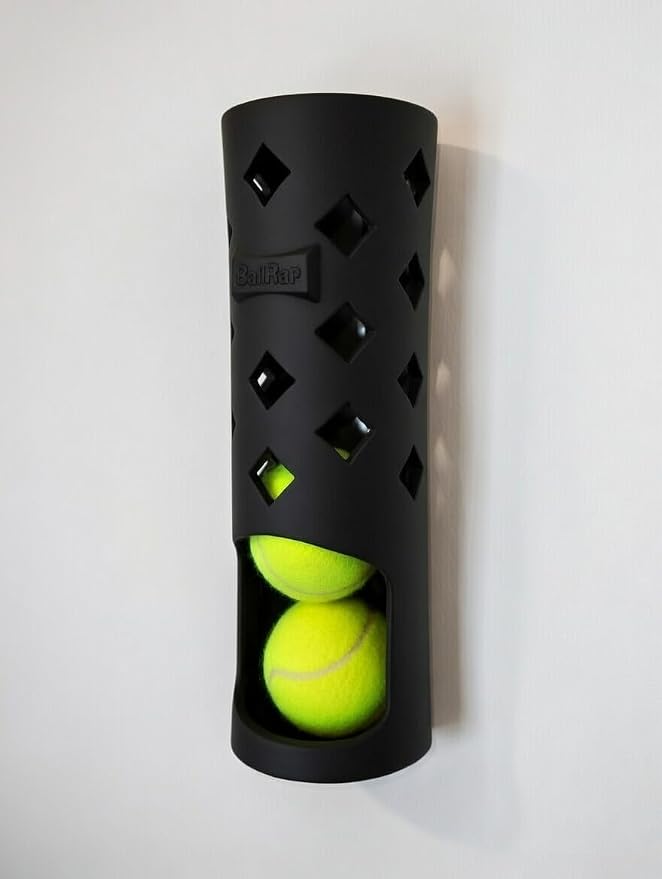 Wall Mounted Tennis Ball Holder for Dogs (Black) | Weatherproof ASA Dog Ball Storage for Garage, Patio, Mudroom or Porch - Fits Ball Launchers & Chuckers - Made in USA