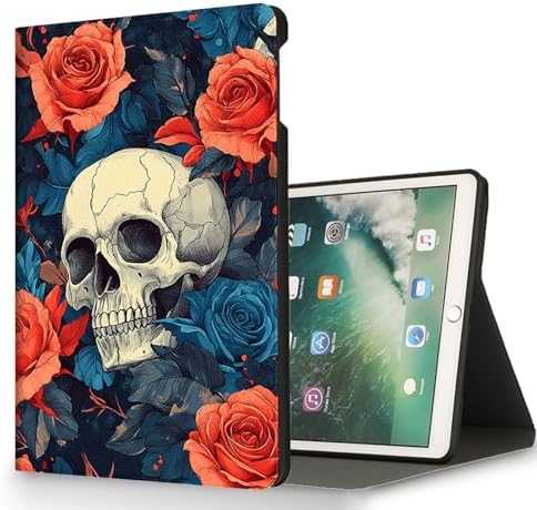 for Microsoft Surface Pro 11/10/9-13" 2024/2022 Tablet Case,Auto Wake/Sleep,Adjustable Stand Protective Cover - Skull Rose