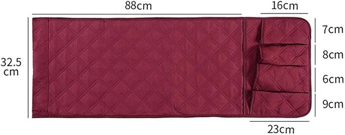 Sofa Armrest Covers Waterproof Polyester Fabric, Anti-Scratch Protection for Cats, Side Pocket Storage for Living Room Bedroom Office(burgundy)