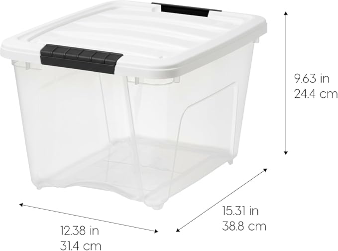 IRIS USA 19 Qt Storage Bins with Lids, 6 Pack, BPA-Free, Clear/White | Ideal for organizing shoes, crafts, pantry items, home office essentials and more.