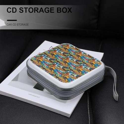 DVD Holder Case Under Construction 40 Capacity Hard Shell CD Organizer Box | Disc Storage Binder Under Construction Protective DVD Organizer Wallet for Music Movie Game