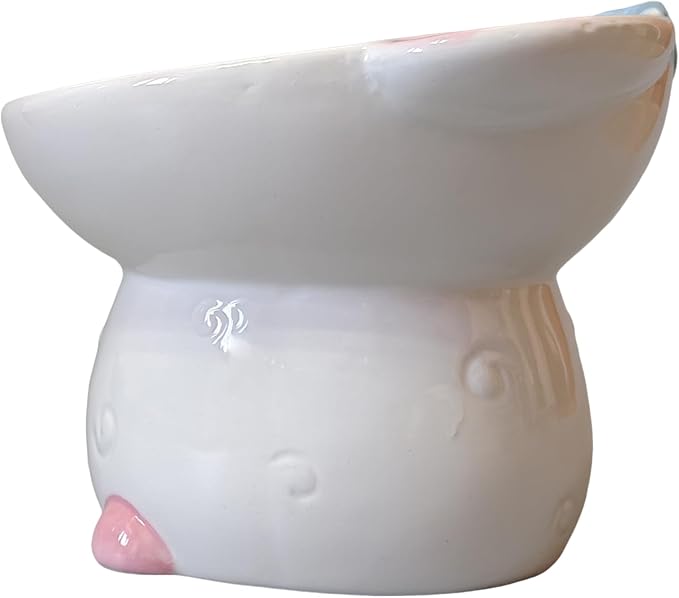 Cute Highland Cow Design Elevated Cat Bowl,Catoon Animal Dish - 15° Tilted Ceramic Pet Food Dish, Anti-Vomit for Cats/Dogs, Wide Mouth, Holds 150g Kibble