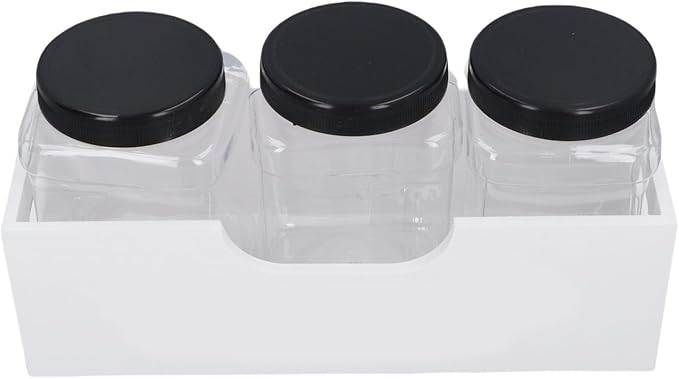 Pet Treat Containers Airtight Jars Well Sealed Snack Organizer for Dog Cat, Wooden Stand, Large Capacity, Transparent, White