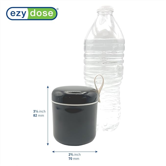 Ezy Dose Mini Vitamin Organizer, Multi Compartments, Black & Cream, Large | Portable and Compact Design, Easy Access Sliding Pill Dispenser, Supplement Organizer with Anti-Mix Design, Travel Friendly