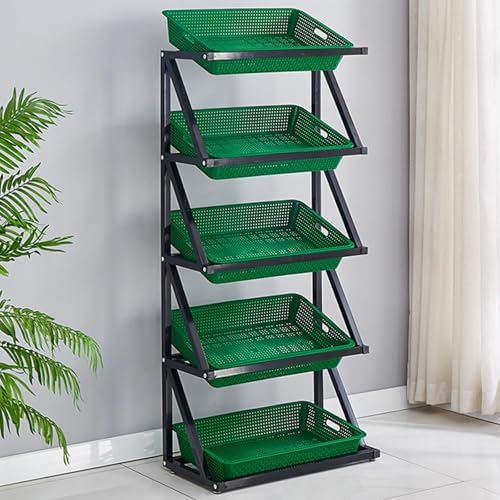 Store Display Rack Wall Mounted Storage Rack,Heavy-Duty Steel Fruit and Snack Display Stand, Multi-Tier Vegetable Rack for Grocery Stores, Convenience Stores, and Snack Shops