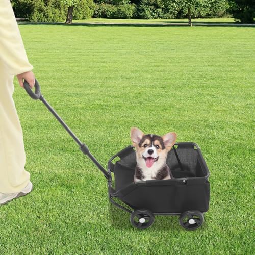 Dog Stroller, Pet Stroller for Travelling, Folding Dog Cart, Pet Stroller for Small Dogs Cats(Black)
