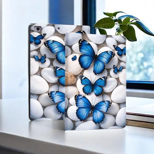 for Microsoft Surface Pro 8-13" 2021 Tablet Case,Auto Wake/Sleep,Adjustable Stand Protective Cover - Blue Butterfly Pebble Pattern