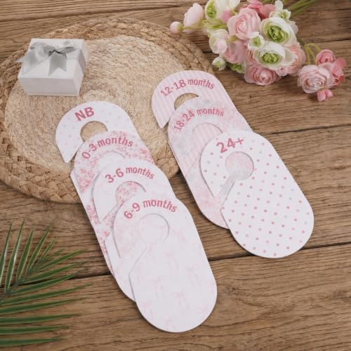 8pcs Nursery Closet Organizer Baby Closet Dividers | Baby Wardrobe Organizer, Nursery Decor, Pink Bows Hanger for Newborn to 24+ Months Size Clothes, Hanger Dividers