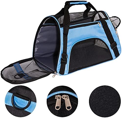 MuchL Pet Carrier Cat Cattier Soft-Sided Carriers for Small Medium Cats Dogs Puppies Pet Carrier Airline Approved Cat Dog Pet Travel Carrier (Medium, Blue)