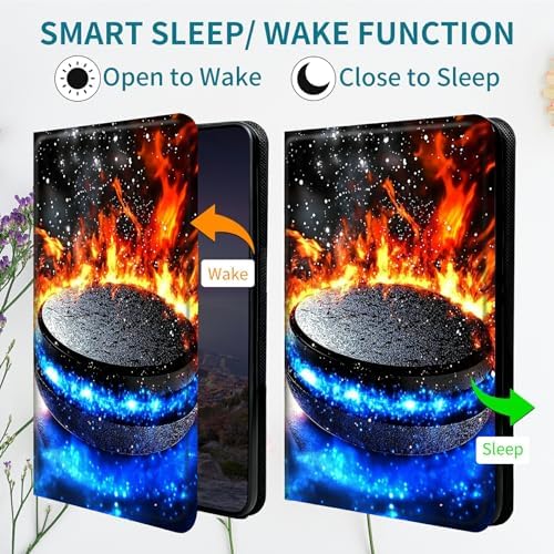 Case for Samsung Galaxy Tab S10 Plus 2024/S9 FE+/S9 Plus 12.4" 2023, 360 Degree Rotating Stand with Multi-Angle Vertical Shockproof Protective Shell for Women Men, Blue Red Flames