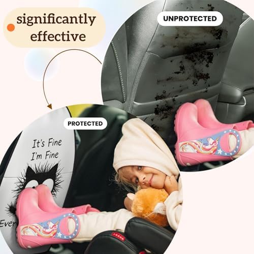 Car Seats Back Protector 2 PCS - Fine Cat | with 3 Storage Pockets, Shield Seats From Dirt, Mud Scratches, Fits Cars SUVs Trucks and Jeeps