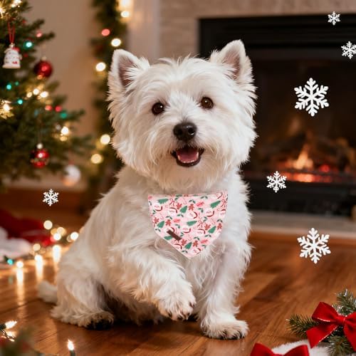 Christmas Dog Bandana–Christmas Red & Green Plaid Triangle Scarf for Small Medium Large Dogs, Soft Cotton Pet Bib for Winter & New Year, Adjustable Dog Kerchief