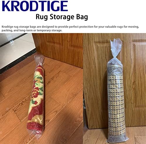 4 Pcs Large Plastic Rug Storage Bag with 10 Ties,Fits Rugs up to 10'x14' Extra Large Clear Carpet Bag Moving Bag, Packing, Shipping and Storage (No Vent Holes)
