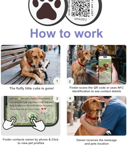 QR Code Cat Tag, Modifiable Pet Online Profile, Multiple Emergency Contact, Scannable QR Code, Instant Location Email Alert (Small Breeds - 1", Black & Rose & Purple)